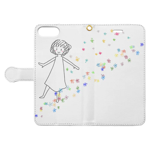 お花と女の子 Book-Style Smartphone Case