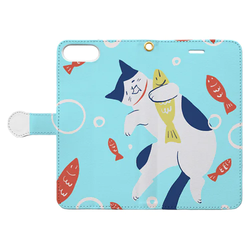 幸せニャンコ　魚と夢の中 Book-Style Smartphone Case