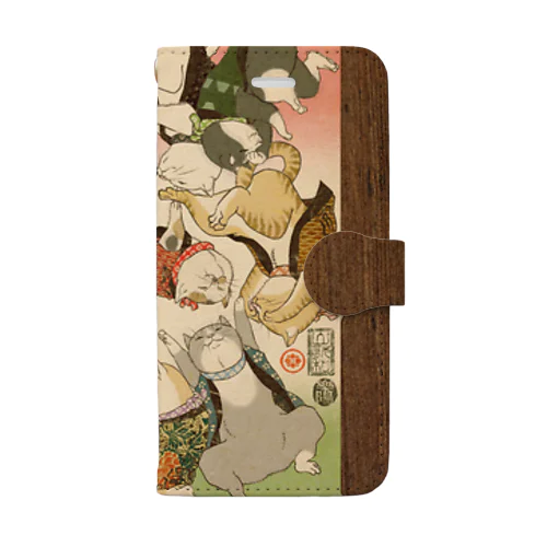 猫浮世絵　猫十匹　ウォレットスマホケース Book-Style Smartphone Case