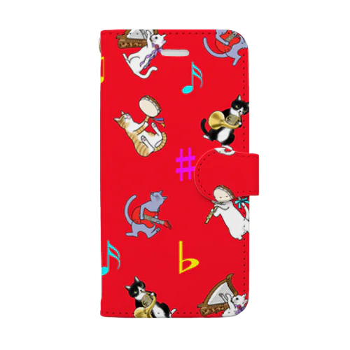 にゃんこの音楽隊RED Book-Style Smartphone Case