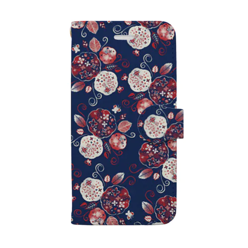 【日本レトロ#17】あじさい（パターン） Book-Style Smartphone Case