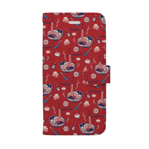 【日本レトロ#25】ラーメン（パターン） Book-Style Smartphone Case