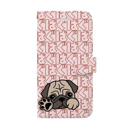 パグ-ぱぐ-PUG-パーグー-2 手帳型iPhoneケース Book-Style Smartphone Case