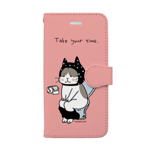 トイレねこ　お買い物ねこ　ピンク Book-Style Smartphone Case