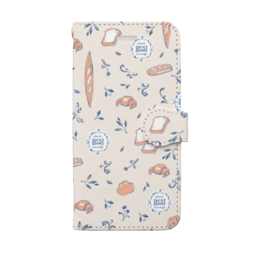 春のパン柄 〜ピンク〜 Book-Style Smartphone Case