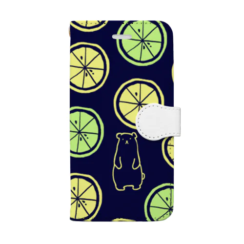 クマと檸檬に夏の夜 Book-Style Smartphone Case