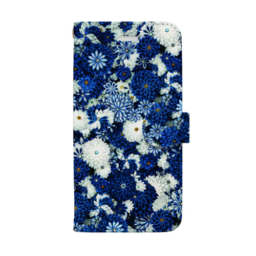 花群生紋様　瑠璃×月白 Book-Style Smartphone Case