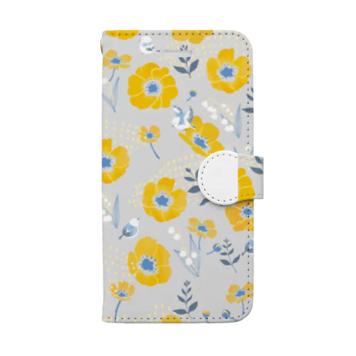 北欧柄　花と小鳥たち Book-Style Smartphone Case