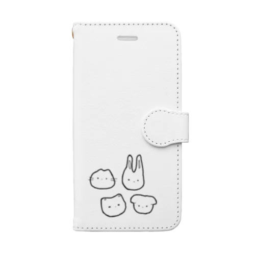 ねことうさぎとくまといぬ Book-Style Smartphone Case
