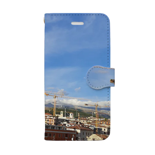 ラクイラの橋Ponte Belvedereからの景色 Book-Style Smartphone Case