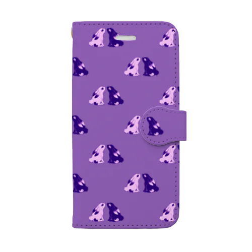 勾玉うさぎさん/紫タイル Book-Style Smartphone Case