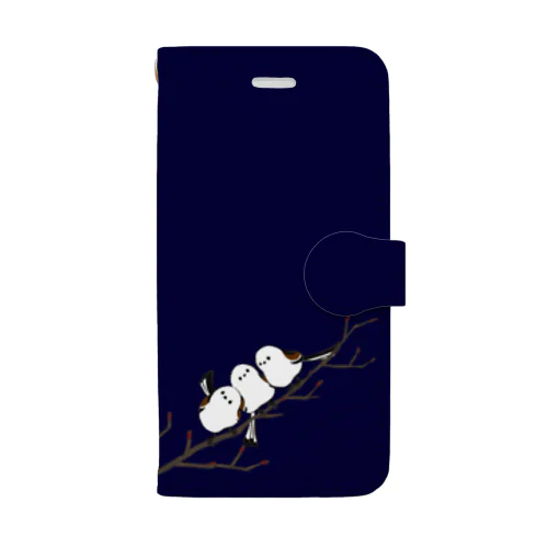 シマエナガだんご　ネイビー Book-Style Smartphone Case