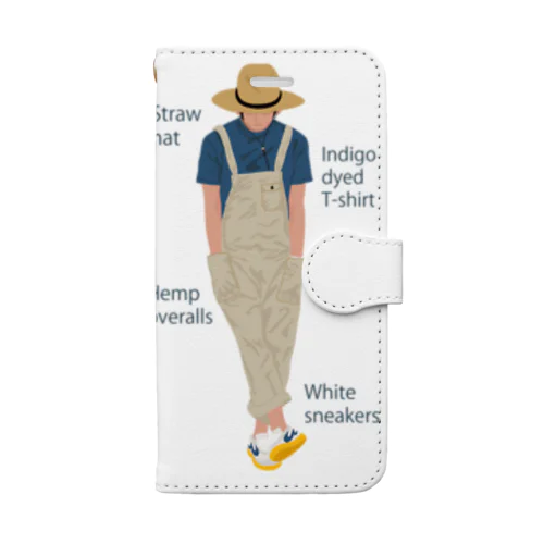麦わらの青年にアイテムロゴをそえて Book-Style Smartphone Case