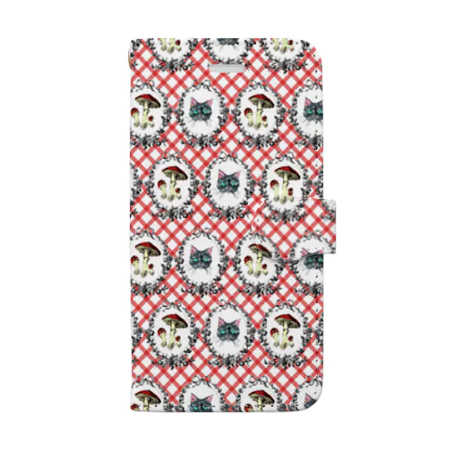 ねこマッシュ（レッド） Book-Style Smartphone Case