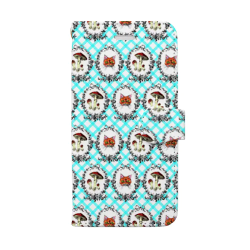 ねこマッシュ（ブルー） Book-Style Smartphone Case