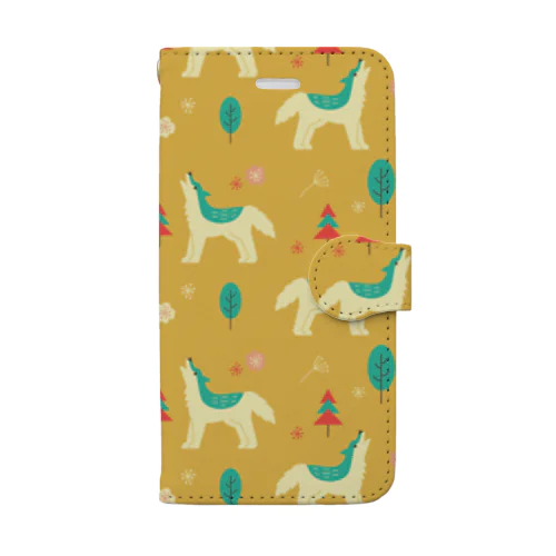 オオカミ(オレンジ) Book-Style Smartphone Case