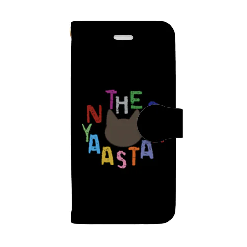 ニャアスターズ手帳型スマホケース黒 Book-Style Smartphone Case