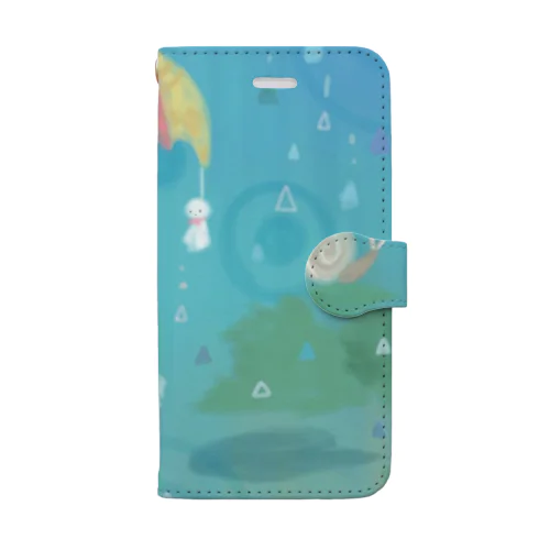 雨降り_白い生き物 Book-Style Smartphone Case