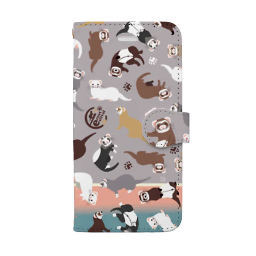 フェレット総柄スマホケース Book-Style Smartphone Case