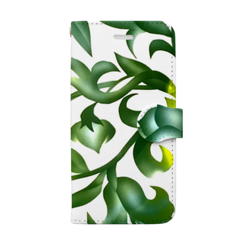 green flowers 緑の花唐草 Book-Style Smartphone Case