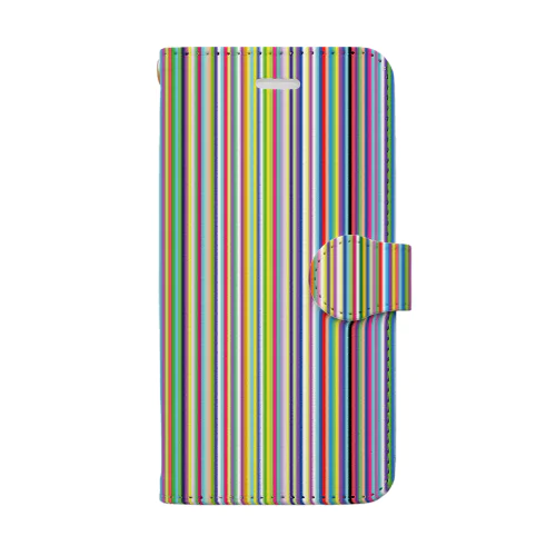 カラフルなストライプ Book-Style Smartphone Case