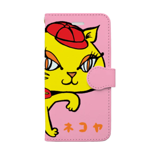 ねこやのミミちゃんスマホケース(猫家、straycat) Book-Style Smartphone Case