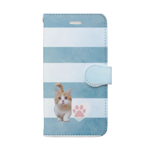 さわやかにゃ猫トラちゃん１青 Book-Style Smartphone Case