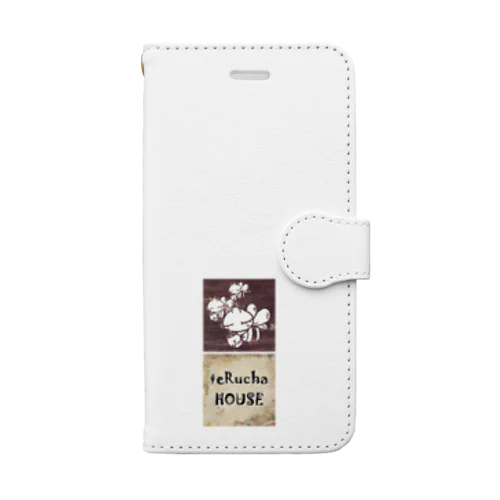 てるちゃ モノクロ+ロゴ Book-Style Smartphone Case