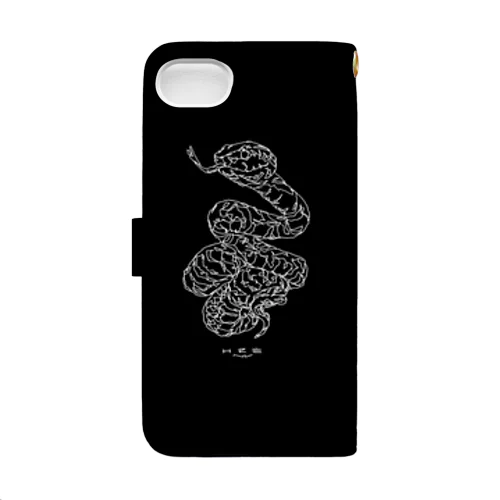 左手で描いたヘビ 黒ver. Book-Style Smartphone Case
