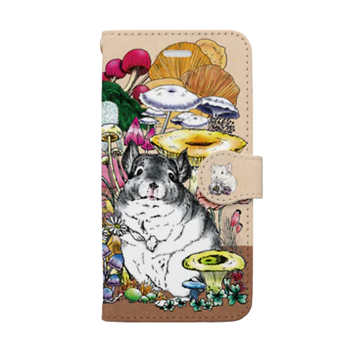 きのこいっぱいチンチラiPhone7−8用  Book-Style Smartphone Case