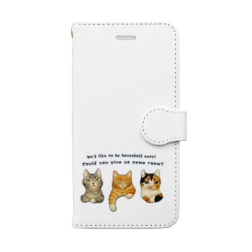 飼い猫になりたい三匹の猫 Book-Style Smartphone Case