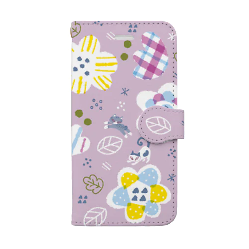 お花と猫さん Book-Style Smartphone Case