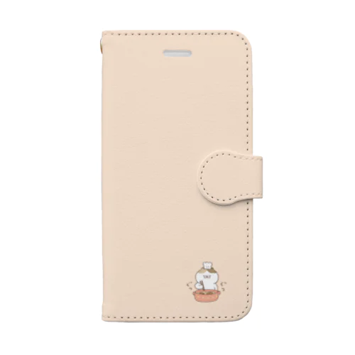 色々にゃんこ＊手帳型スマホケース（薄橙） Book-Style Smartphone Case