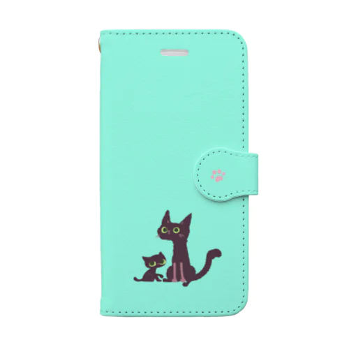 くろねこ ミント 手帳型スマホケース