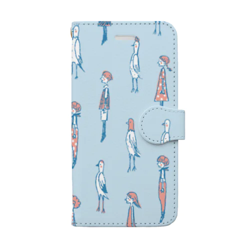 I WISH I WERE A BIRD.水色 Book-Style Smartphone Case
