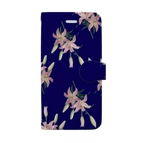 Thunberg Lily （スカシユリ） ネイビー Book-Style Smartphone Case