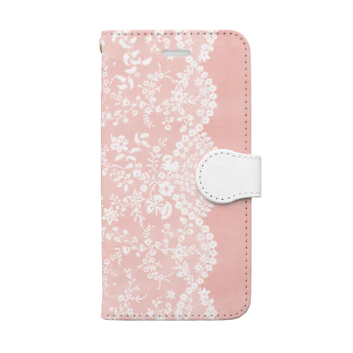 花盛レース【ピンク】 Book-Style Smartphone Case