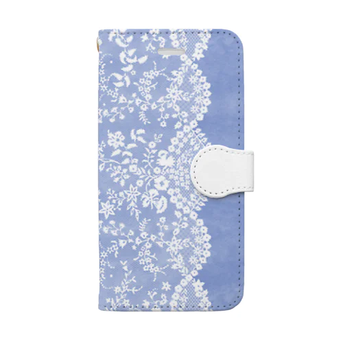 花盛レース【ブルー】 Book-Style Smartphone Case