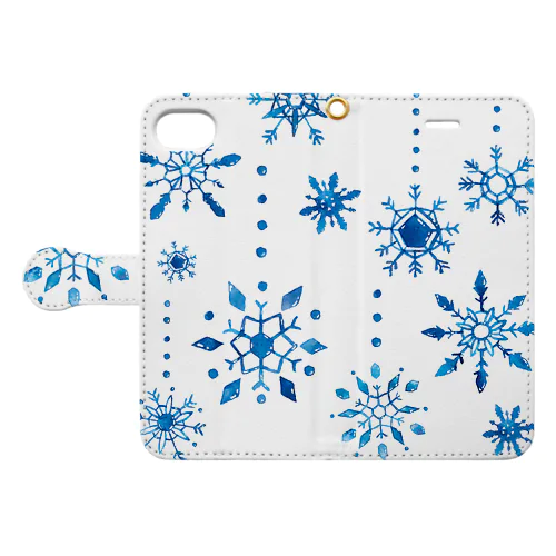 雪の結晶手帳型iPhoneケース Book-Style Smartphone Case