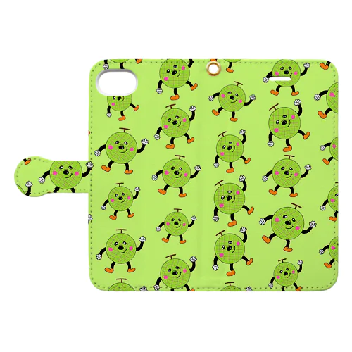 メロンさん総柄(みどり) Book-Style Smartphone Case