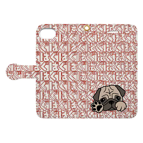 パグ-ぱぐ-PUG-パーグー-3 手帳型iPhoneケース Book-Style Smartphone Case