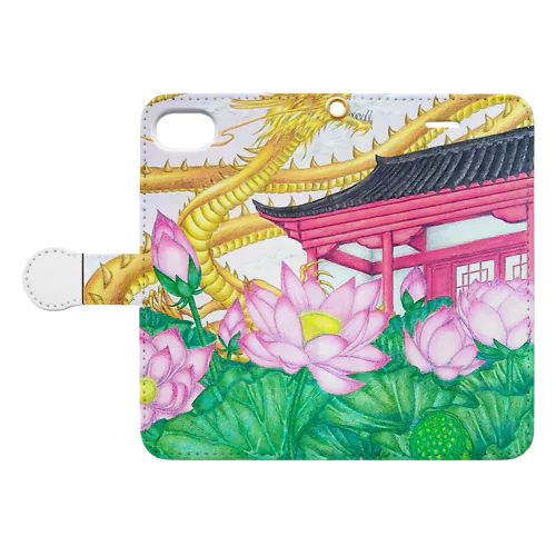 龍と蓮池 Book-Style Smartphone Case