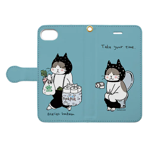 トイレねこ　お買い物ねこ　ブルー Book-Style Smartphone Case