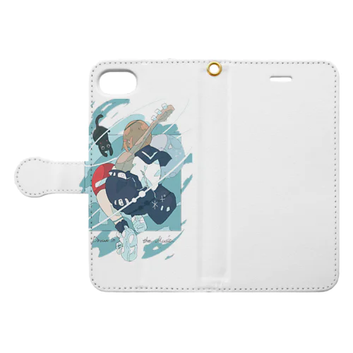 「音楽に溺れる。」藍色ver. Book-Style Smartphone Case