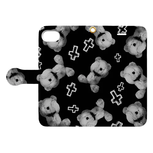 Peek-a-boo CROSS Teddy Monochrome Random Book-Style Smartphone Case
