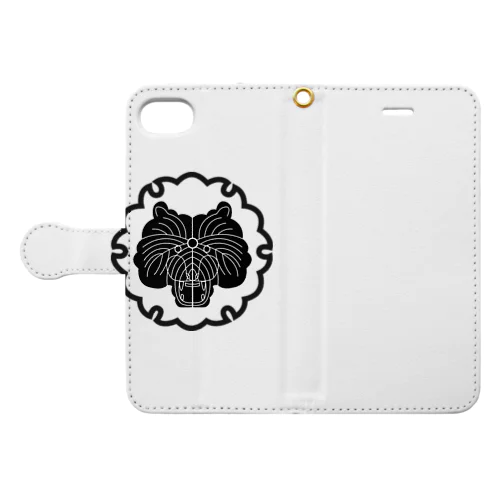 動物家紋。H.T.（雪輪にトラ）黒 Book-Style Smartphone Case