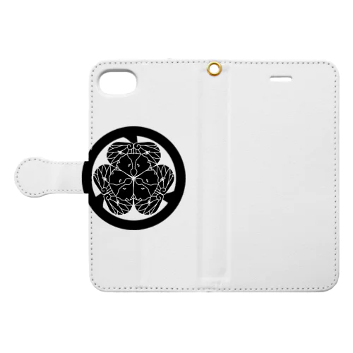 動物家紋。H.T.（三つ葉葵ハシビロコウ）黒 Book-Style Smartphone Case