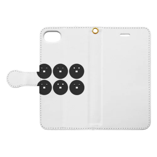 動物家紋。H.T.（六文銭ペンギン）黒 Book-Style Smartphone Case