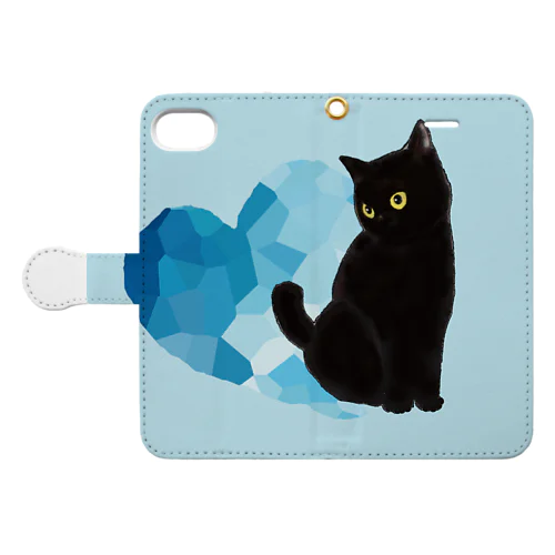 青いハートと黒猫2 Book-Style Smartphone Case