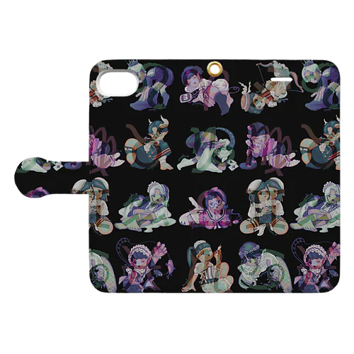 12星座 記号入 大集合 黒 Book-Style Smartphone Case